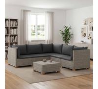vidaXL Canapé d'angle GENDT avec coussins Rotin naturel Mobilier de jardin