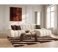 Canapé d'angle avec dossier avance recule APOLLON en tissu bouclette blanc angle droit BOBOCHIC 3 places Angle droit Blanc