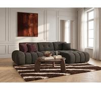 Canapé d'angle avec dossier avance recule APOLLON en tissu bouclette gris foncé angle droit BOBOCHIC 3 places Angle droit Gris foncé