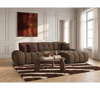 Canapé d'angle avec dossier avance recule APOLLON en tissu bouclette marron angle droit BOBOCHIC 3 places Angle droit Marron