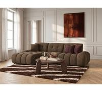 Canapé d'angle avec dossier avance recule APOLLON en tissu bouclette marron angle gauche BOBOCHIC 3 places Angle gauche Marron