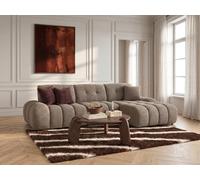 Canapé d'angle avec dossier avance recule APOLLON en tissu bouclette taupe angle droit BOBOCHIC 3 places Angle droit Taupe
