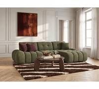 Canapé d'angle avec dossier avance recule APOLLON en tissu bouclette vert angle droit BOBOCHIC 3 places Angle droit Vert