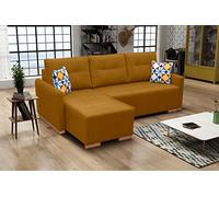 Canapé d'angle avec fonction couchage et tiroir de lit spacieux, canapé d'angle confortable, avec housse facile d'entretien, coussins interchangeables et beaucoup d'espace de rangement pour les