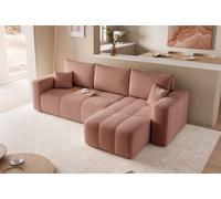 GREKPOL Canapé d'angle Convertible 145x248 à Gauche ou à Droite - Canapé 3 Places Convertible - Canapé Rose - Canapé avec Espace de Rangement - Canapé Lit - Canapé Convertible