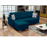 Canapé d'angle avec fonction sommeil et coffre de lit - Canapé robuste avec rembourrage en mousse, pieds en bois et beaucoup d'espace de rangement pour un intérieur moderne | Layout gauche 228x151x93