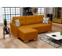 Canapé d'angle avec fonction sommeil et coffre de rangement - Canapé-lit d'angle confortable avec housse facile d'entretien, coussins interchangeables et beaucoup d'espace de rangement pour les petite