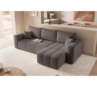 Canapé d'angle avec fonction sommeil PEDRO avec piqûres en L Gris Salon Noir Universel Canapé-lit avec coussins Couleurs Manila 16