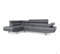 Menzzo 3327480020371 Alfa Canapé d'angle avec Têtières Relevables Polyuréthane Gris 163 x 260 x 72 cm