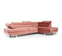 Canapé d'angle avec têtières relevables Alfa Velours Rose
