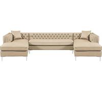 Canapé d'angle Beige Salon Canapé Garniture d'angle Coussin Chesterfield Meubles Design