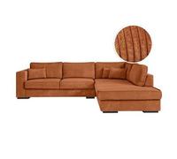 Canapé d'angle BELAMI 4 places XXL en velours côtelé - Angle droit - Terracotta