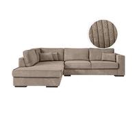 Canapé d'angle BELAMI 4 places XXL en velours côtelé - Angle gauche - Taupe