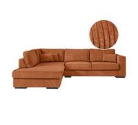 Canapé d'angle BELAMI 4 places XXL en velours côtelé - Angle gauche - Terracotta
