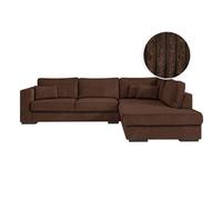 Canapé d'angle BELAMI 6 places XXL en velours côtelé - Angle droit - Marron