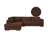 Canapé d'angle BELAMI 6 places XXL en velours côtelé - Angle gauche - Marron