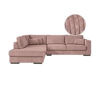 Canapé d'angle BELAMI 6 places XXL en velours côtelé - Angle gauche - Vieux rose