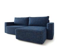 Canapé d'angle BELISE Canape Convertible - Angle - 3 places - 252x162x95 cm - Tissu chenille BELLA 30 - Bleu