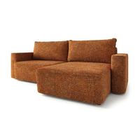 Canapé d'angle BELISE Canape Convertible - Angle - 3 places - 252x162x95 cm - Tissu chenille BELLA 40 - Orange