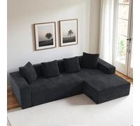 Canapé d'angle,canapé sectionnel Cloud 3 Places avec Fauteuil inclinable en L,canapé de Compression Monobloc avec siège Profond, intérieur sans Cadre, Aucun Assemblage requis (Noir)