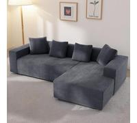 Canapé d'angle,canapé sectionnel Cloud 3 Places avec Fauteuil inclinable en L,canapé de Compression Monobloc avec siège Profond, intérieur sans Cadre, Aucun Assemblage requis (Gris)