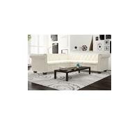 vidaXL Canapé d'angle Chesterfield 5 plc Cuir artificiel Blanc 243613