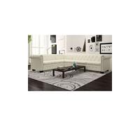 Canapé d'angle Chesterfield - VIDAXL - 6 places - Blanc - Simili