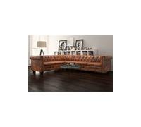 vidaXL Canapé d'angle Chesterfield 6 places Cuir artificiel Marron