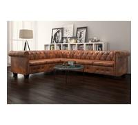 vidaXL Canapé d'angle Chesterfield 6 Places Cuir artificiel Marron 243618
