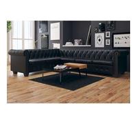 Canapé D'angle Chesterfield 6 Places Cuir Artificiel Noir