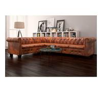 Canapé d'angle Chesterfield 6 places marron similicuir vidaXL