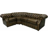 Canapé d'angle Chesterfield Coussins d'assise Garniture d'angle marron antique