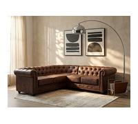 Canapé d'angle CHESTERFIELD en microfibre aspect cuir vieilli