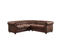 Canapé d'angle CHESTERFIELD en microfibre aspect cuir vieilli Marron