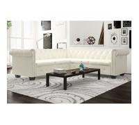 vidaXL Canapé d'angle Chesterfield 5 places Cuir artificiel Blanc