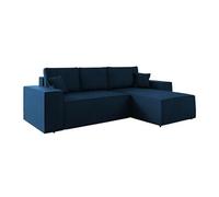 Canapé d'angle Clovis 108, Bleu, Fonction de couchage, 279x174x94cm