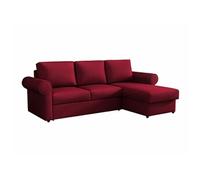 Canapé d'angle Columbus 131, Rouge, Fonction de couchage, 246x155x90cm