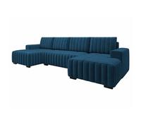 Canapé d'angle Columbus 232, Bleu, Fonction de couchage, 310x140x85cm