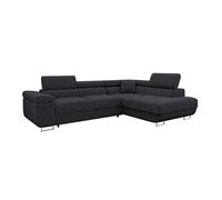 Canapé d'angle Comfivo Eliferu 100, Noir, Fonction de couchage
