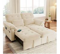 Canapé d'angle Convertible ,2 places avec dossier inclinable,2 coussins inclus,142 x 90 x 86,5 cm