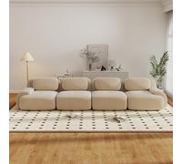 Canapé d'angle convertible 4 places, 388 cm canapé modulable moderne avec assise et profonde, canapé compressé en velours côtelé rembourré surdimensionné pour salon, aucun assemblage requis, Beige