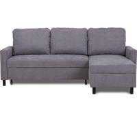 Canapé d'angle convertible - 4 places - AYA - Tissu Gris - Coffre - 212 x 144 x 87 cm