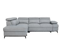 Canapé d'angle convertible - 5 places - NINA - Tissu Gris - Coffre - 255 x 208 x 73 cm