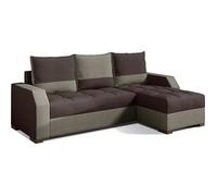 Canapé d'angle convertible - ARTE - en tissu de qualité - marron et beige, 3/4 places, angle droit (vu de face)