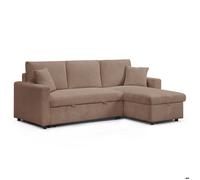 Canapé d'angle convertible avec coffre de rangement réversible Toledo Velours côtelé Taupe