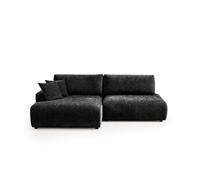 Canapé d'angle convertible Best Mobilier Pivoine 4 places avec coffre en tissu texturé noir Noir