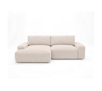 Canapé d'angle convertible Best Mobilier TAMA 4 places tissu beige angle gauche avec coffre