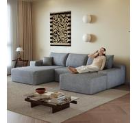 Canapé d'angle convertible,canapé convertible,canapé 3 places modulable désossé 270 cm,canapés à compression modulable, Combinaison libre,aucun assemblage requis (gris, 270 cm-U, Méridienne gauche)