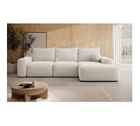 Canapé d'angle convertible - CARNOS - crème chenille - côté droit