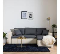 Canapé d'angle convertible clark 3 places gris chiné et blanc